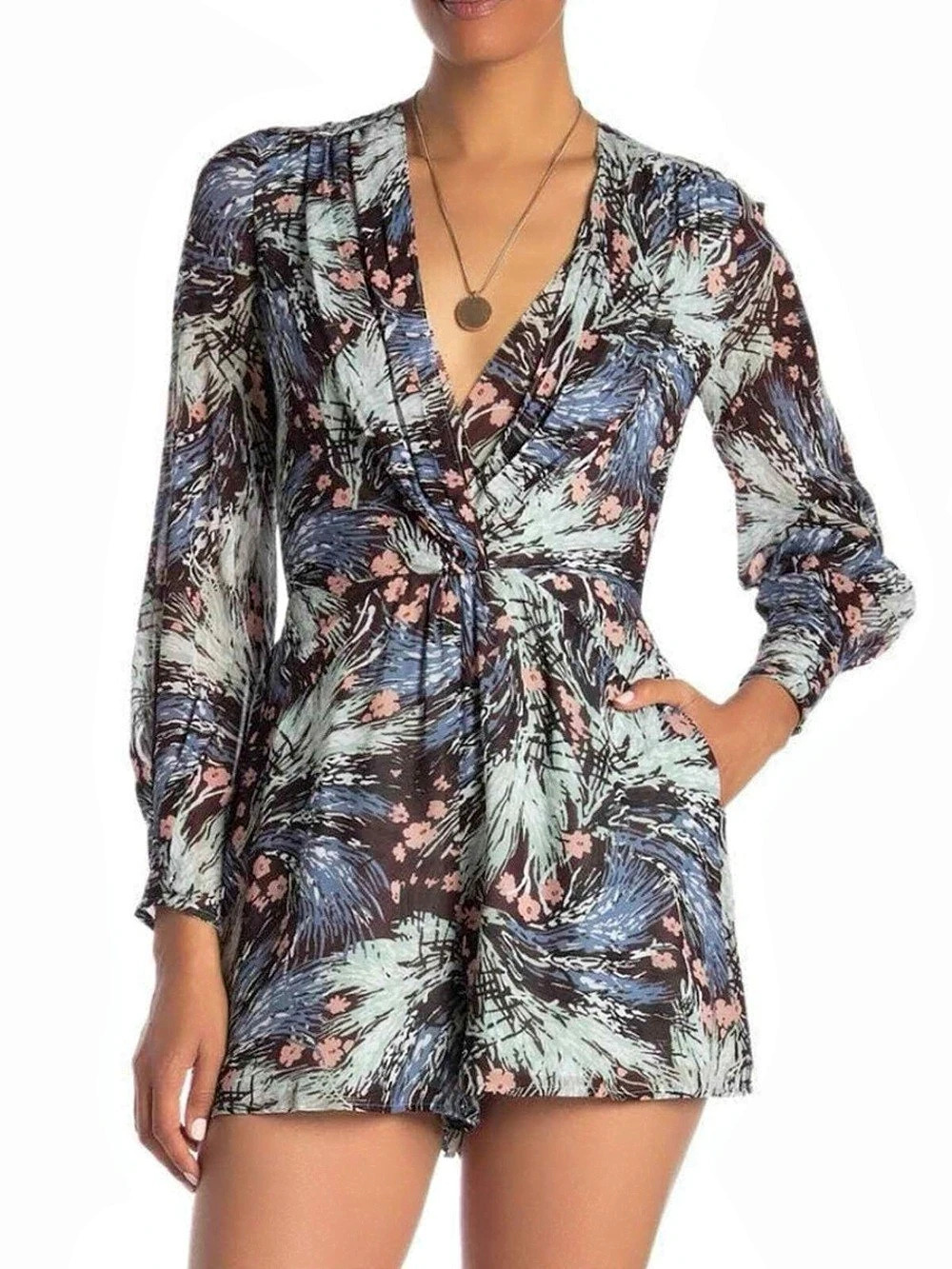 Reiss Adena Floral Long Sleeve Romper